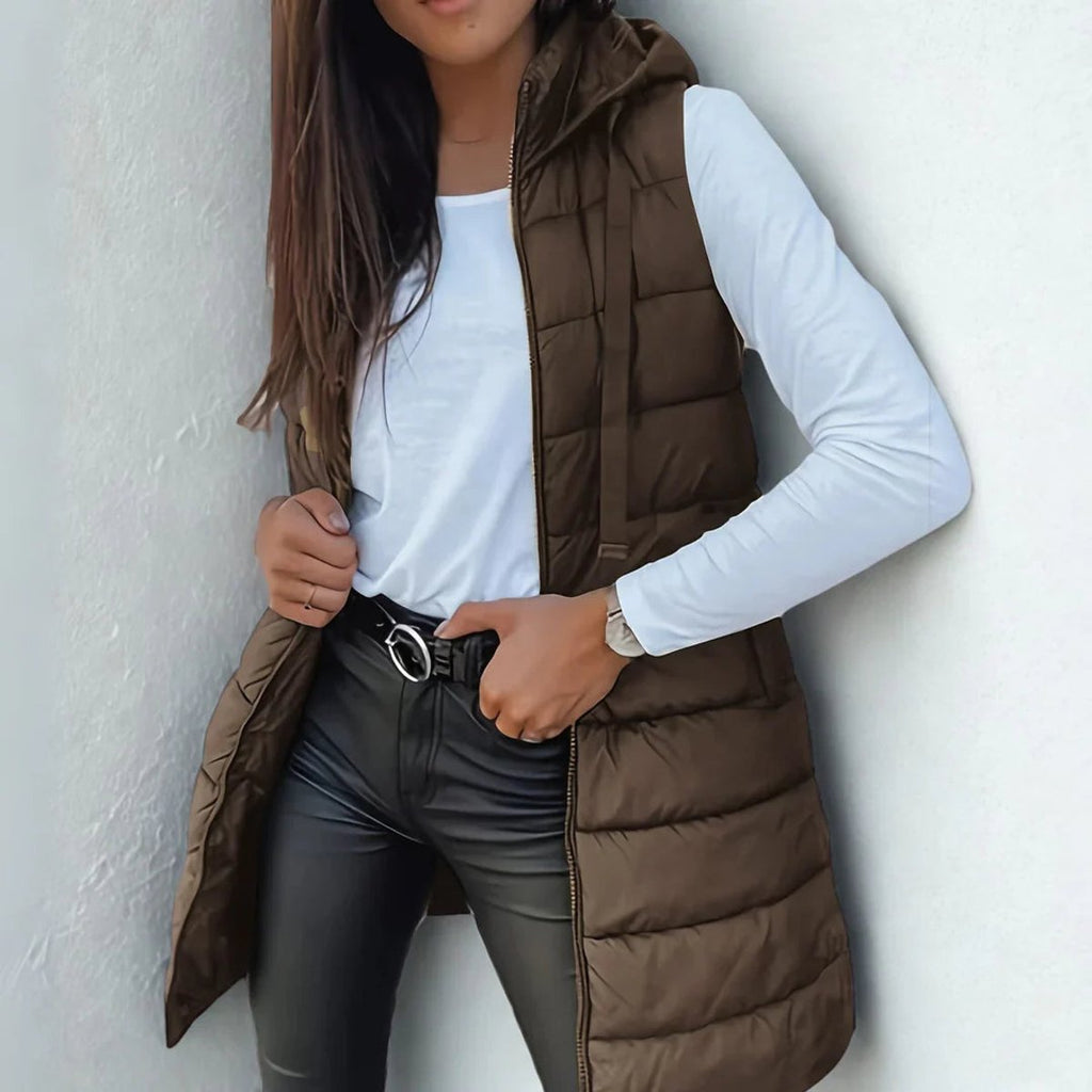 Women's Longline Hooded Puffer Gilet