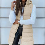 Women's Longline Hooded Puffer Gilet