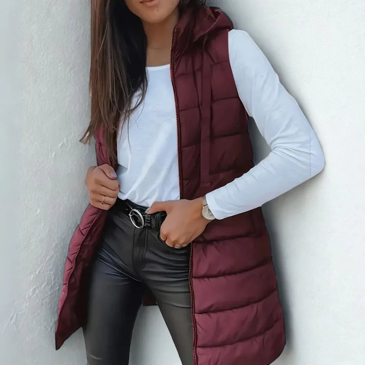 Women's Longline Hooded Puffer Gilet