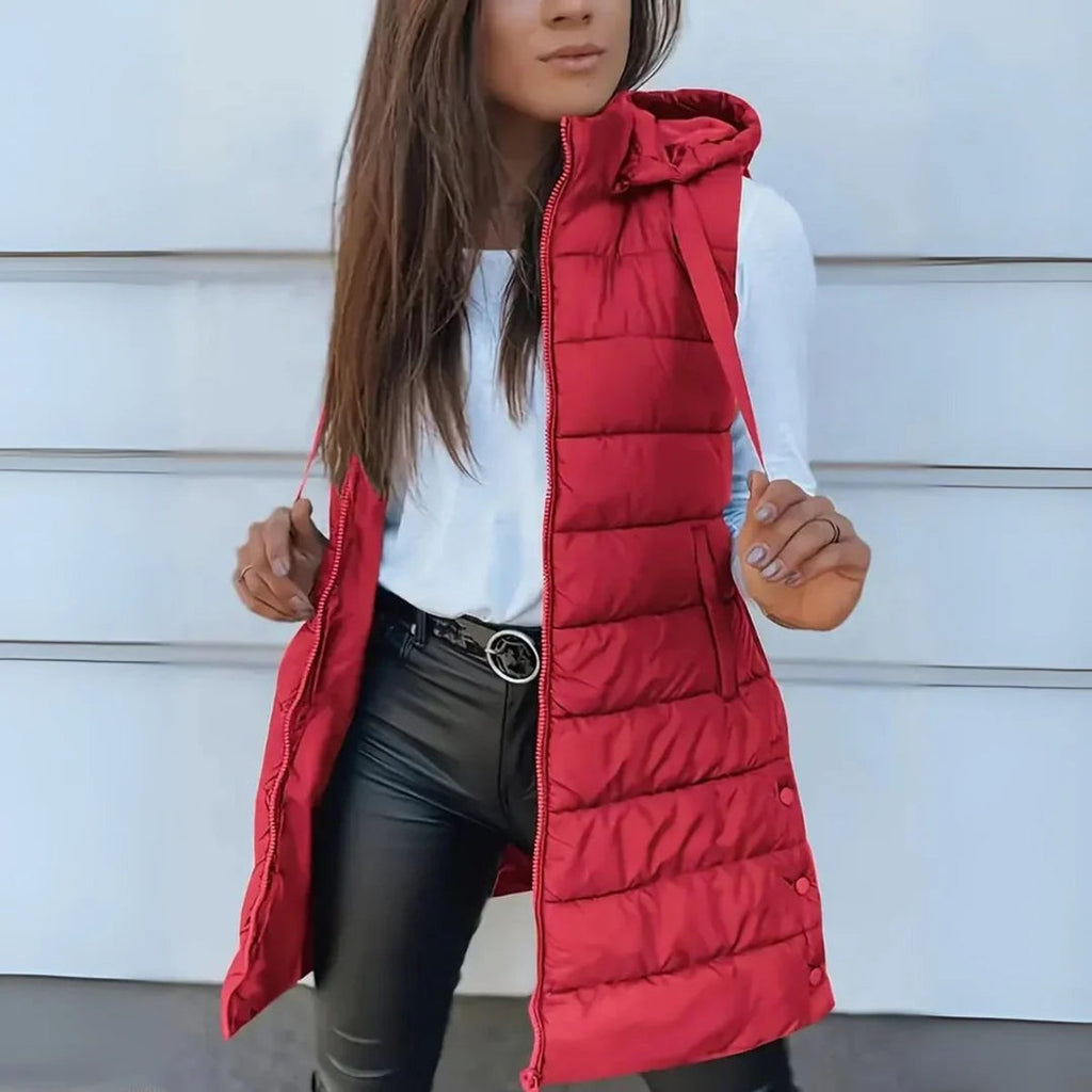 Women's Longline Hooded Puffer Gilet