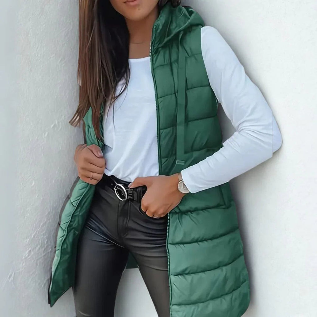 Women's Longline Hooded Puffer Gilet