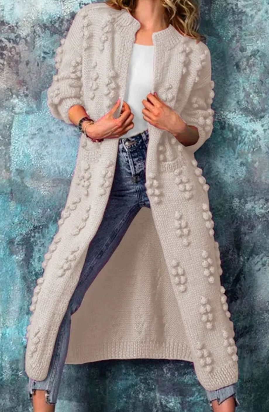 Women's Pom-Pom Open-Front Cardigan