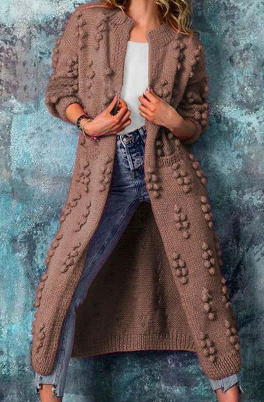 Women's Pom-Pom Open-Front Cardigan