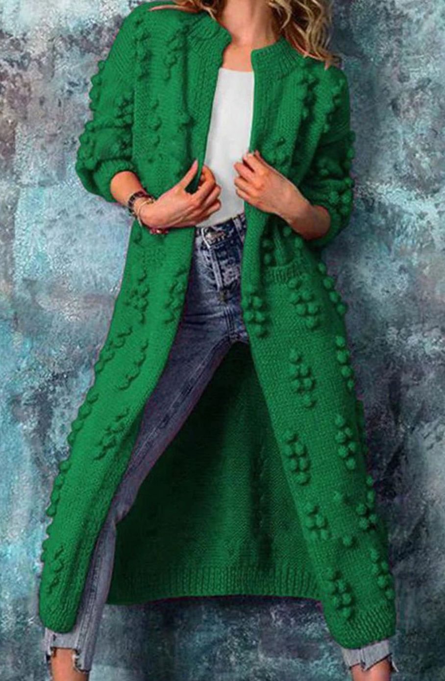 Women's Pom-Pom Open-Front Cardigan