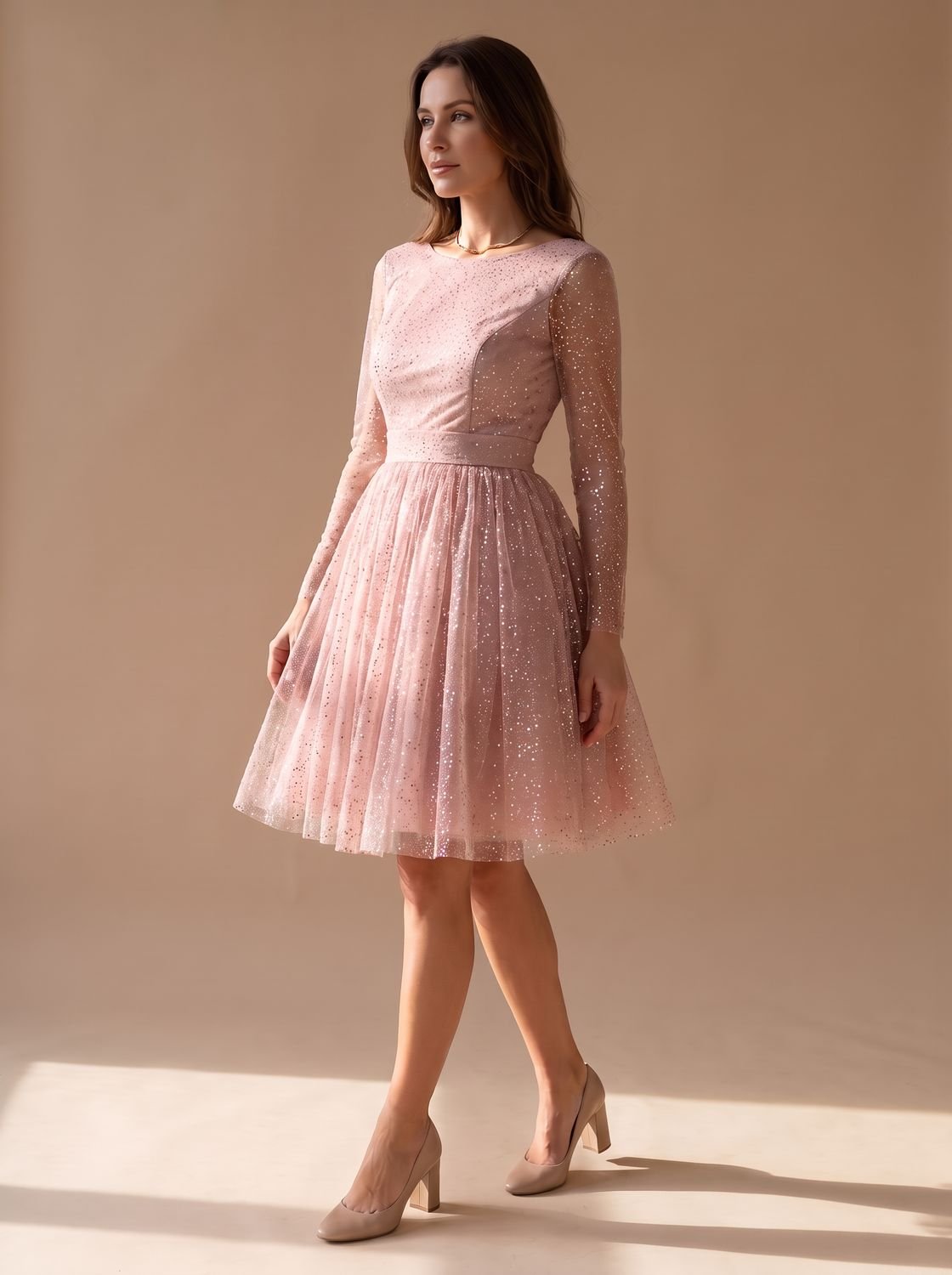 Women's A-Line Glitter Tulle Dress