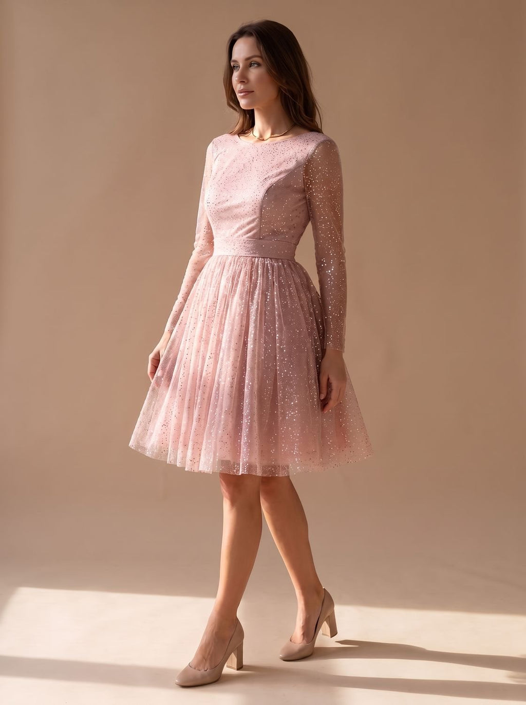 Women's A-Line Glitter Tulle Dress