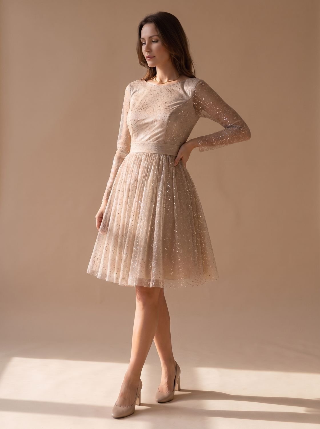 Women's A-Line Glitter Tulle Dress