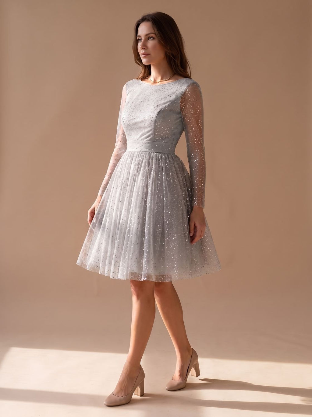 Women's A-Line Glitter Tulle Dress