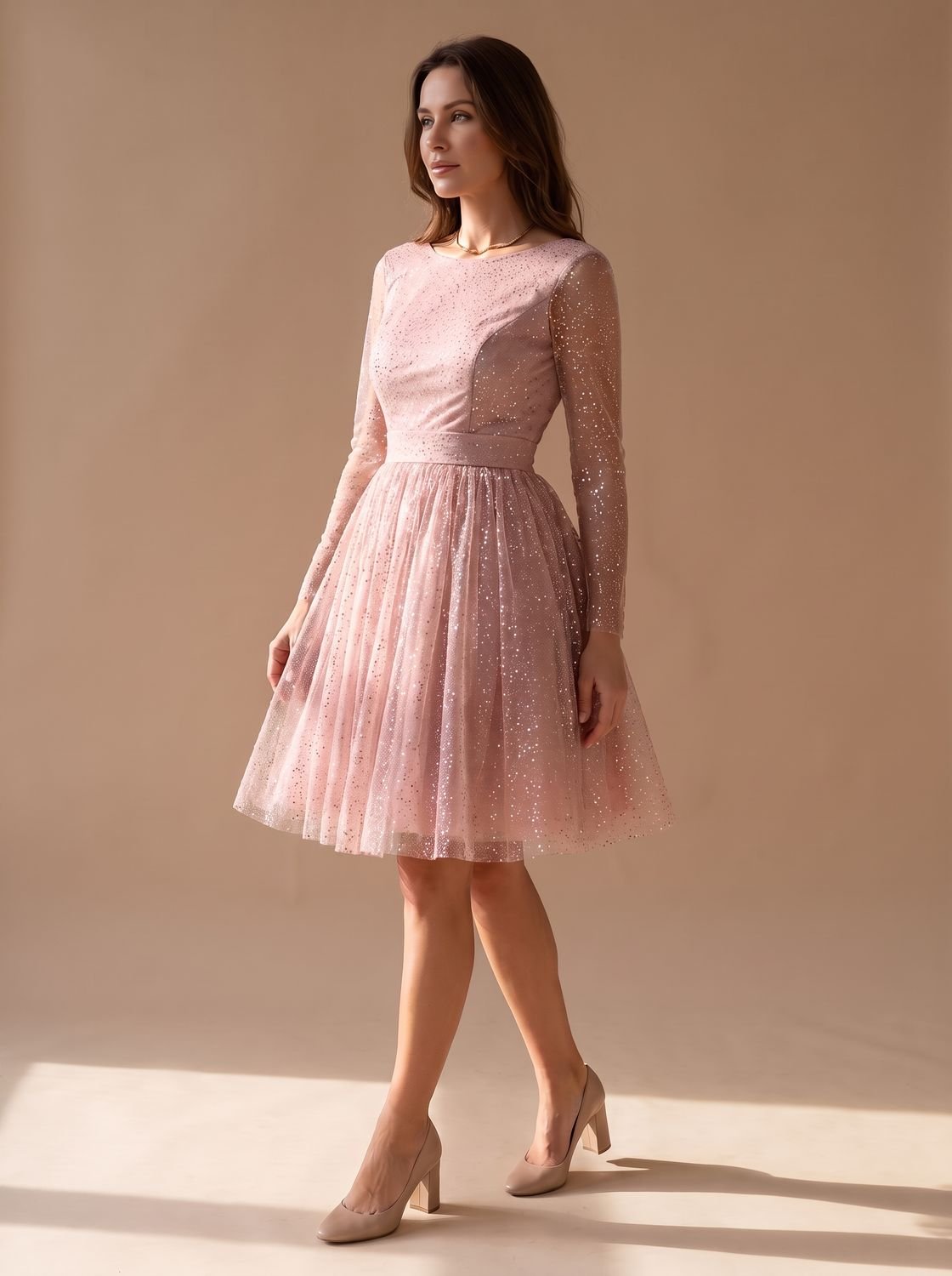Women's A-Line Glitter Tulle Dress