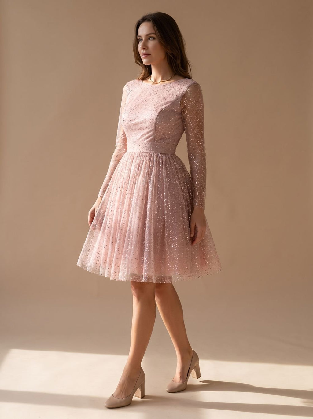 Women's A-Line Glitter Tulle Dress