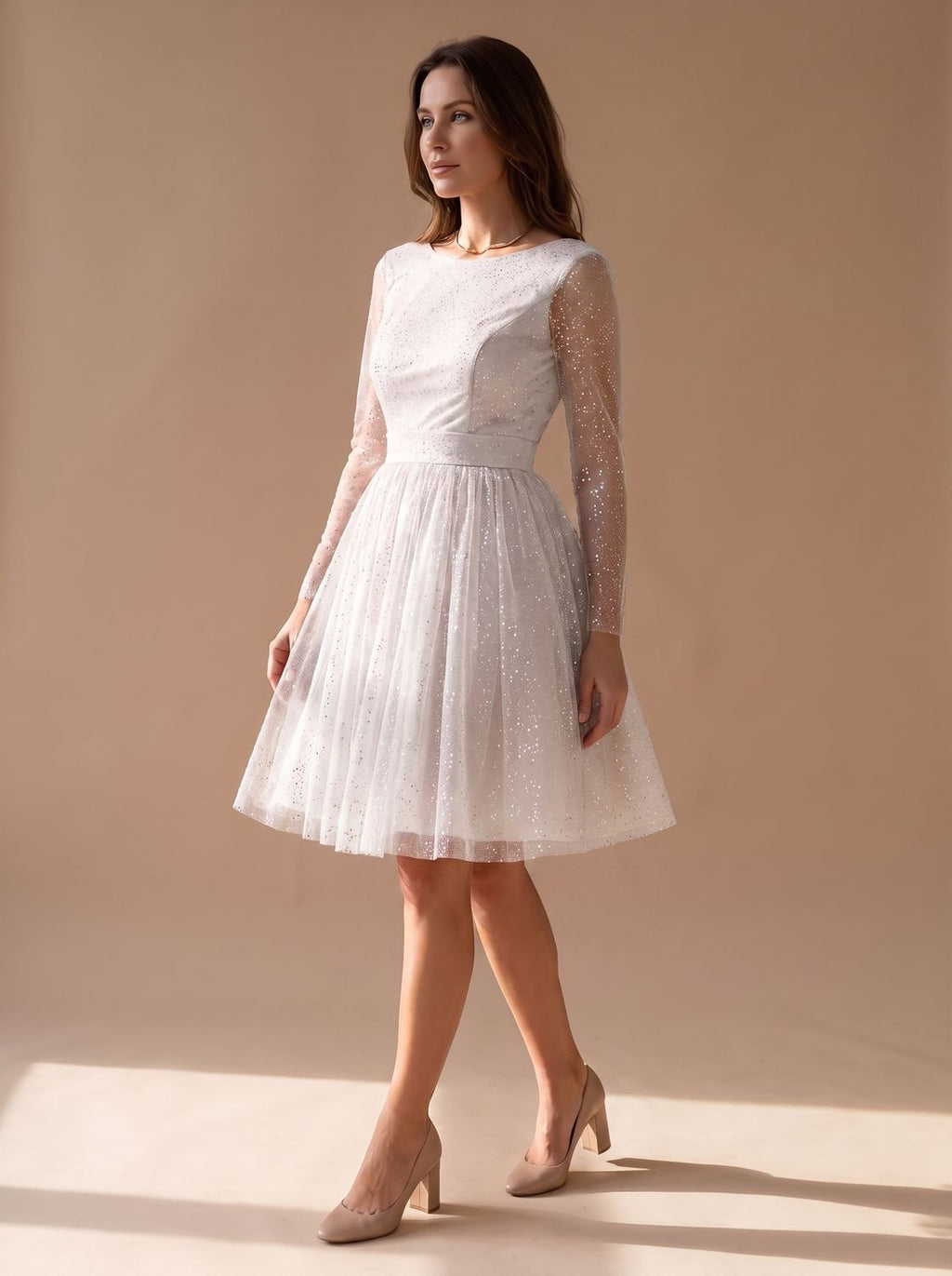 Women's A-Line Glitter Tulle Dress
