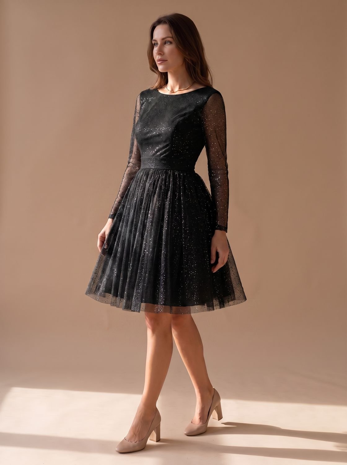 Women's A-Line Glitter Tulle Dress