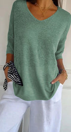 Women's V-Neck Knit Longline Tunic