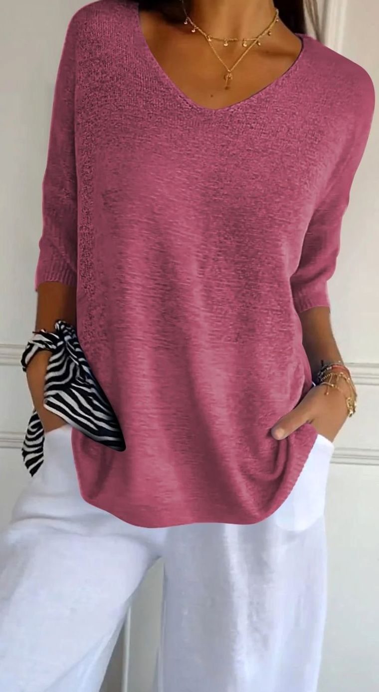 Women's V-Neck Knit Longline Tunic