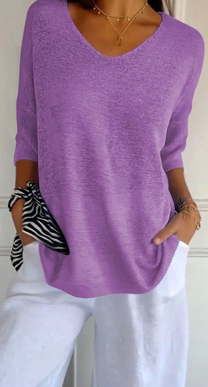 Women's V-Neck Knit Longline Tunic