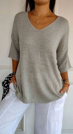 Women's V-Neck Knit Longline Tunic