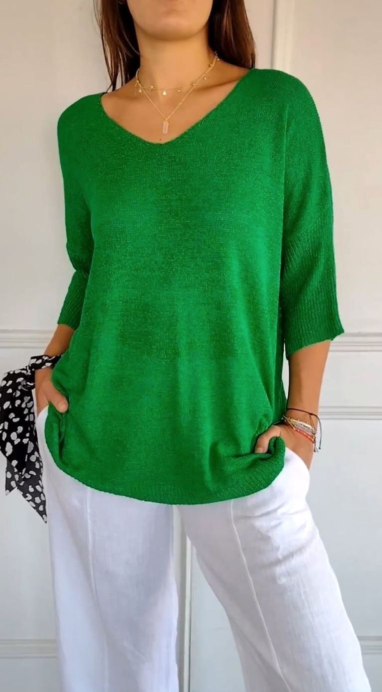 Women's V-Neck Knit Longline Tunic