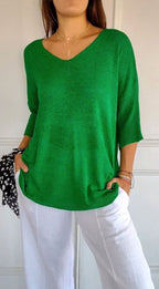 Women's V-Neck Knit Longline Tunic