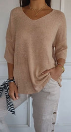 Women's V-Neck Knit Longline Tunic