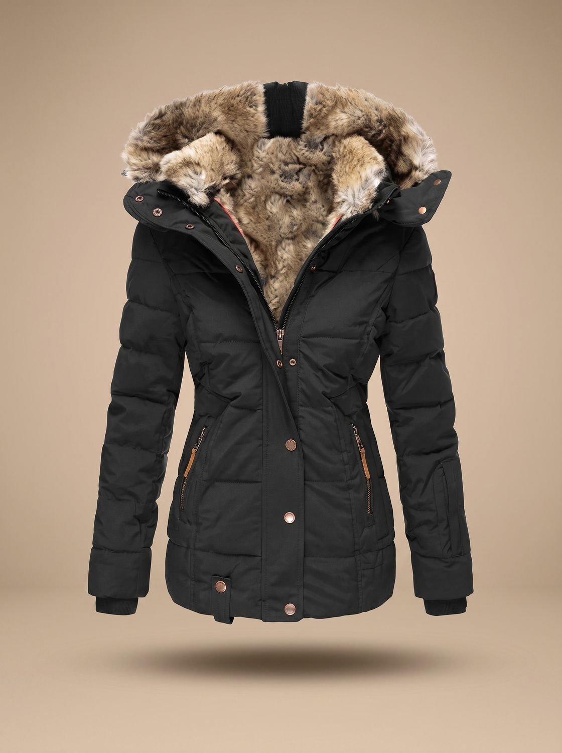 Women's Faux Fur Hooded Overcoat
