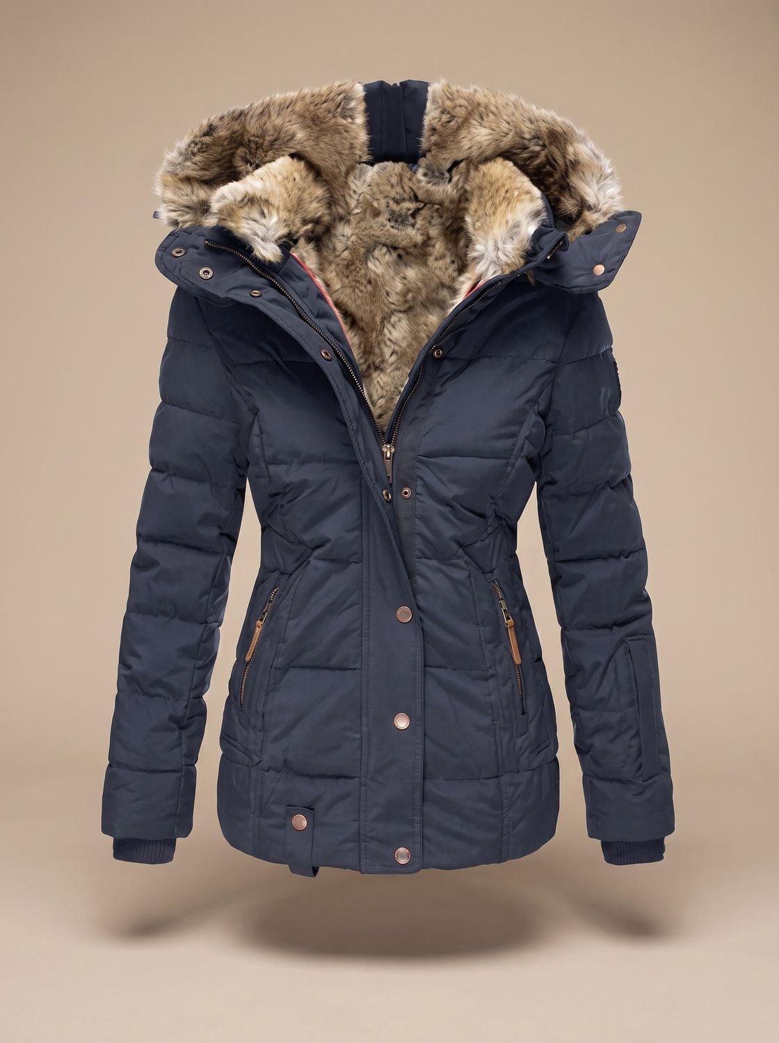 Women's Faux Fur Hooded Overcoat