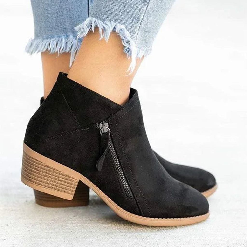 Women's Suede Side-Zip Ankle Boots