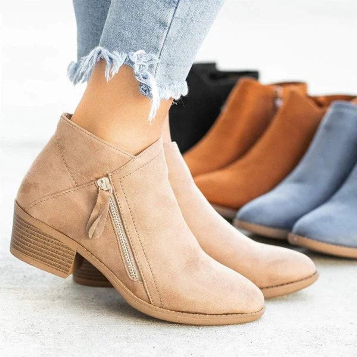 Women's Suede Side-Zip Ankle Boots