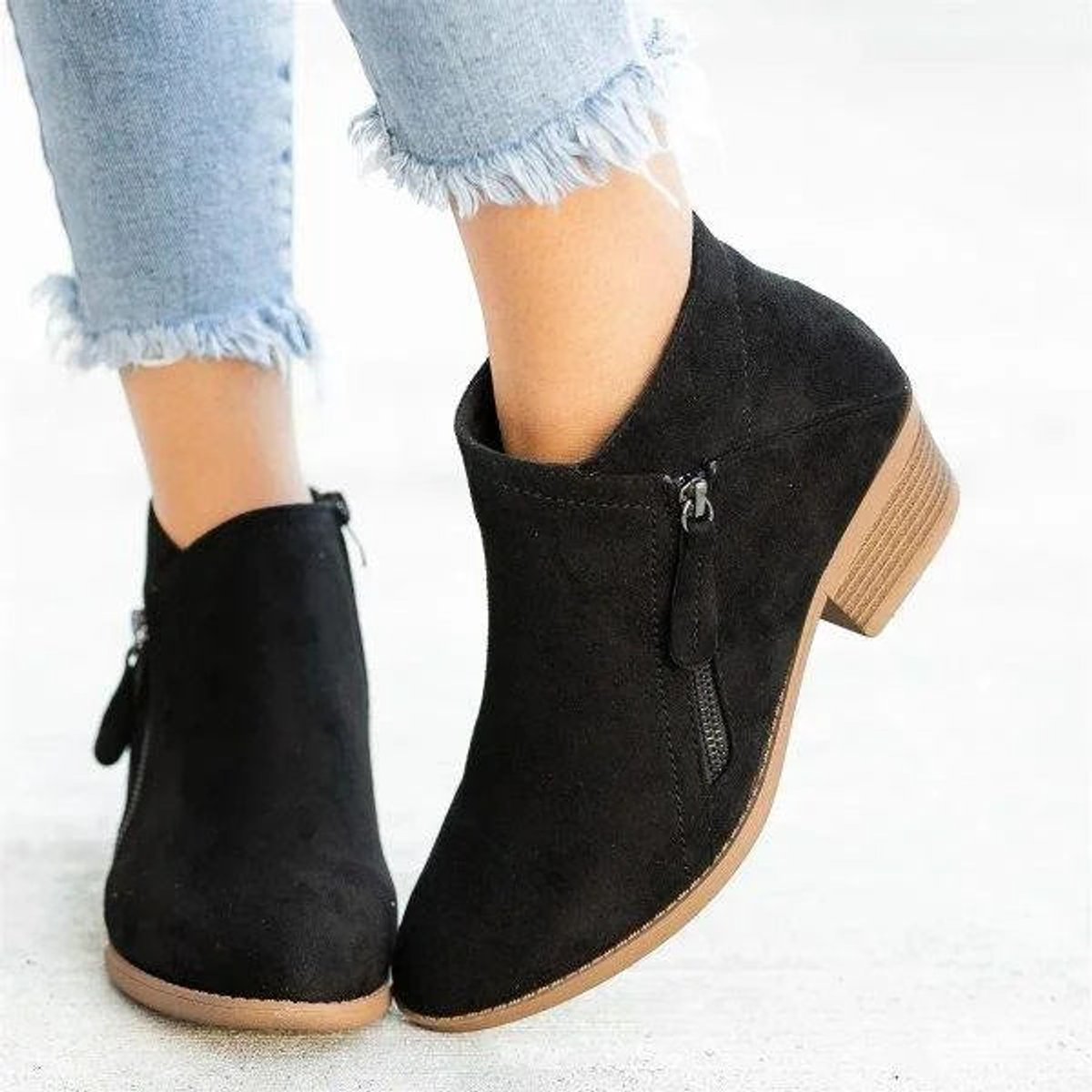Women's Suede Side-Zip Ankle Boots