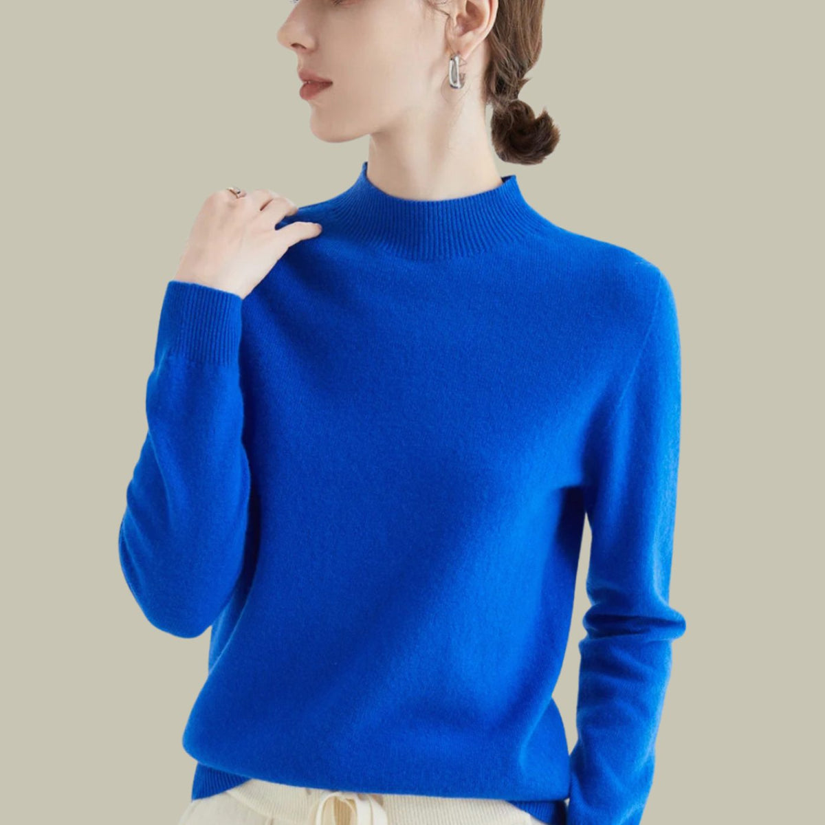 Women's Merino Wool Mock Neck Jumper