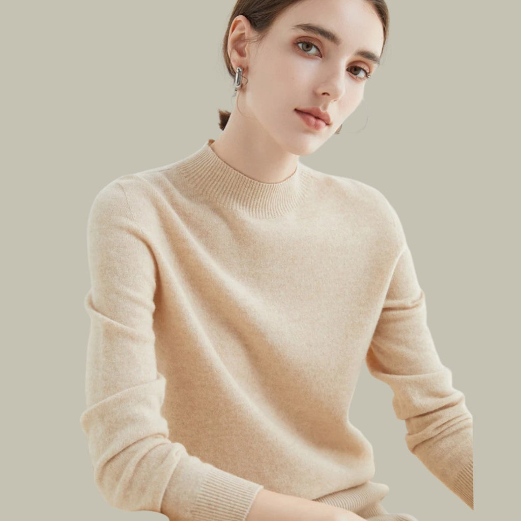 Women's Merino Wool Mock Neck Jumper