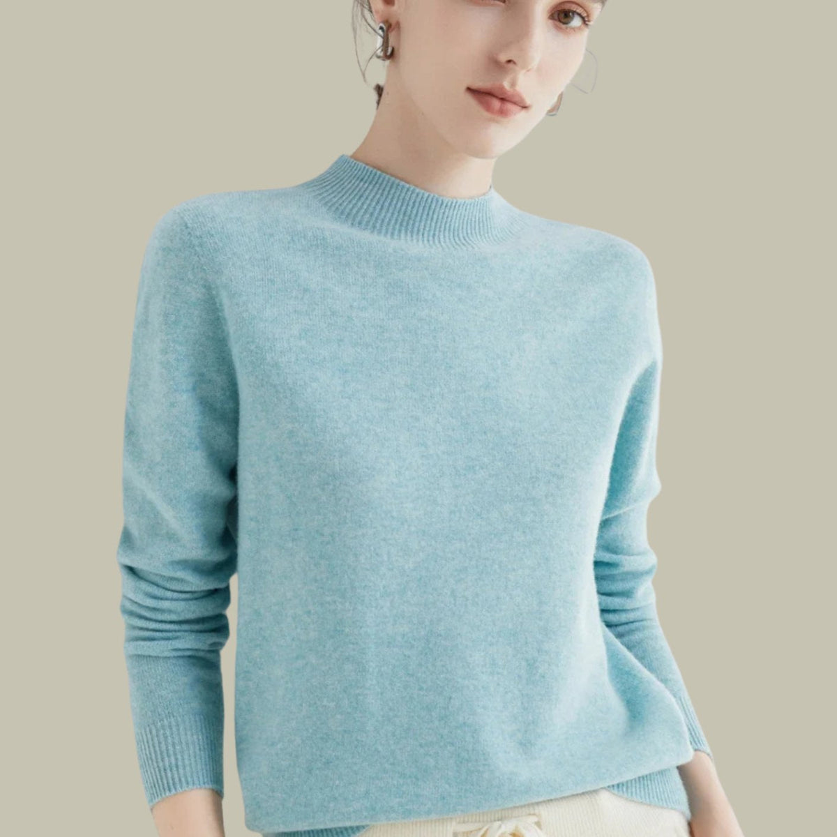 Women's Merino Wool Mock Neck Jumper