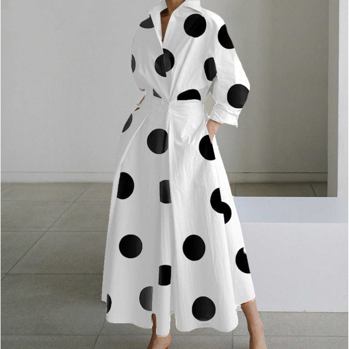 Women's Collared Wrap Maxi Dress