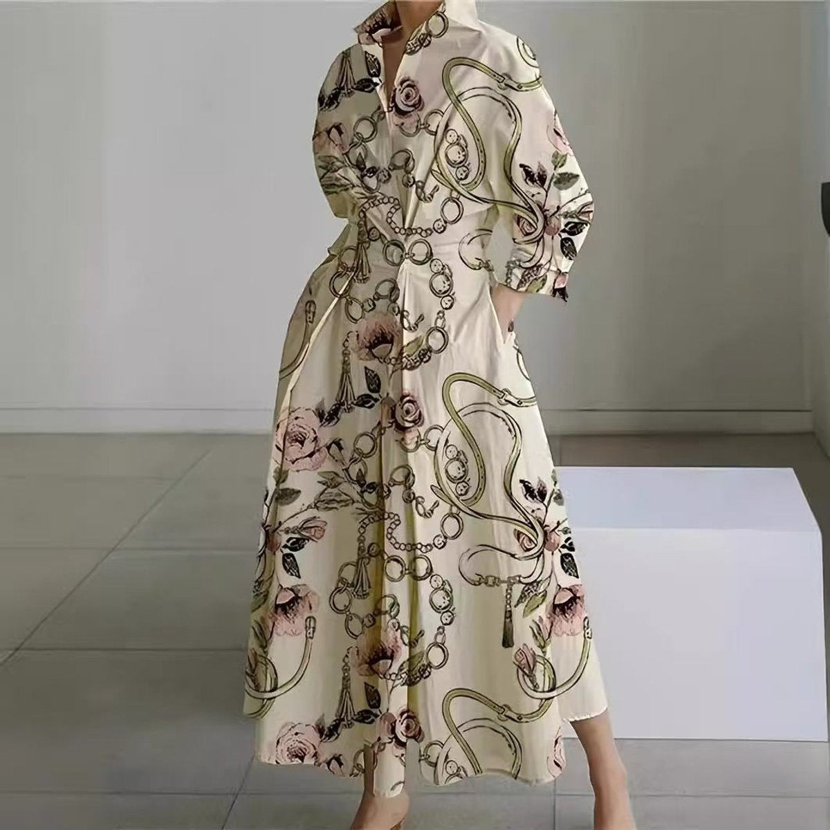 Women's Collared Wrap Maxi Dress