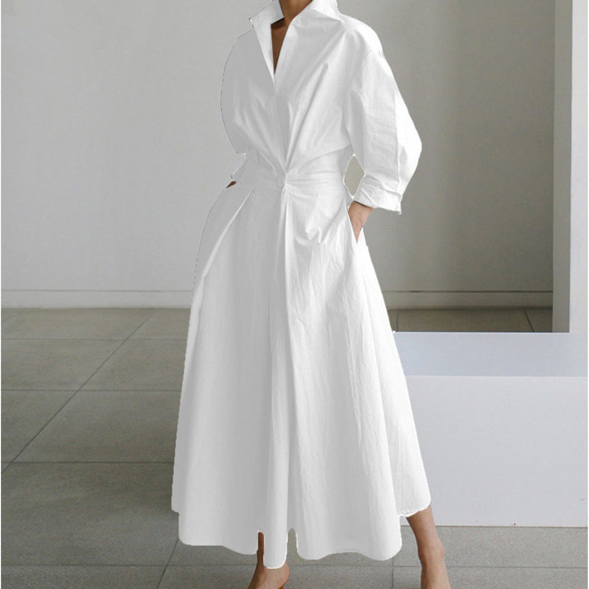 Women's Collared Wrap Maxi Dress