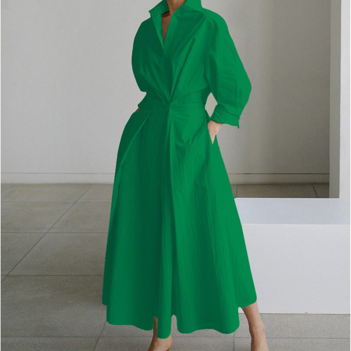 Women's Collared Wrap Maxi Dress