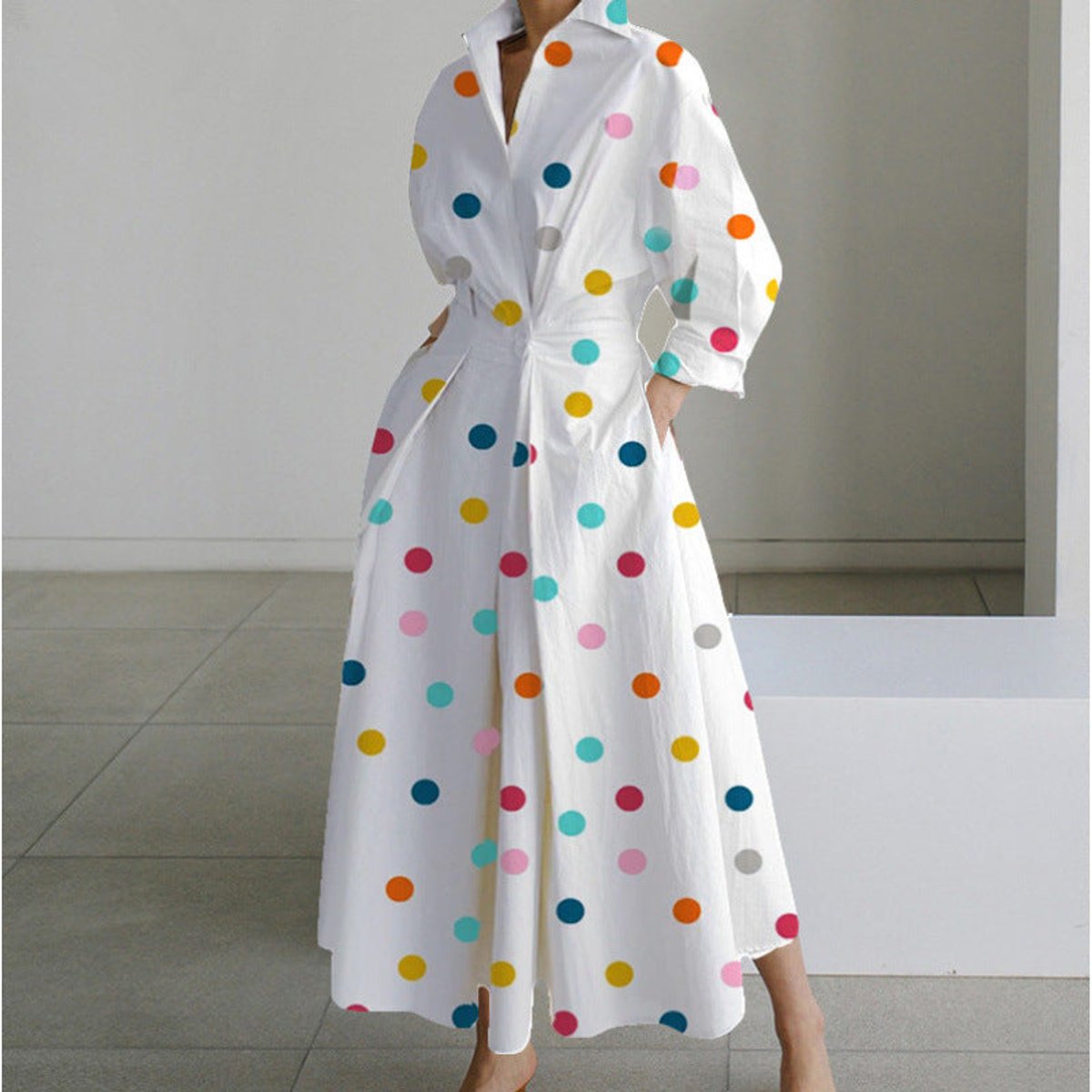 Women's Collared Wrap Maxi Dress