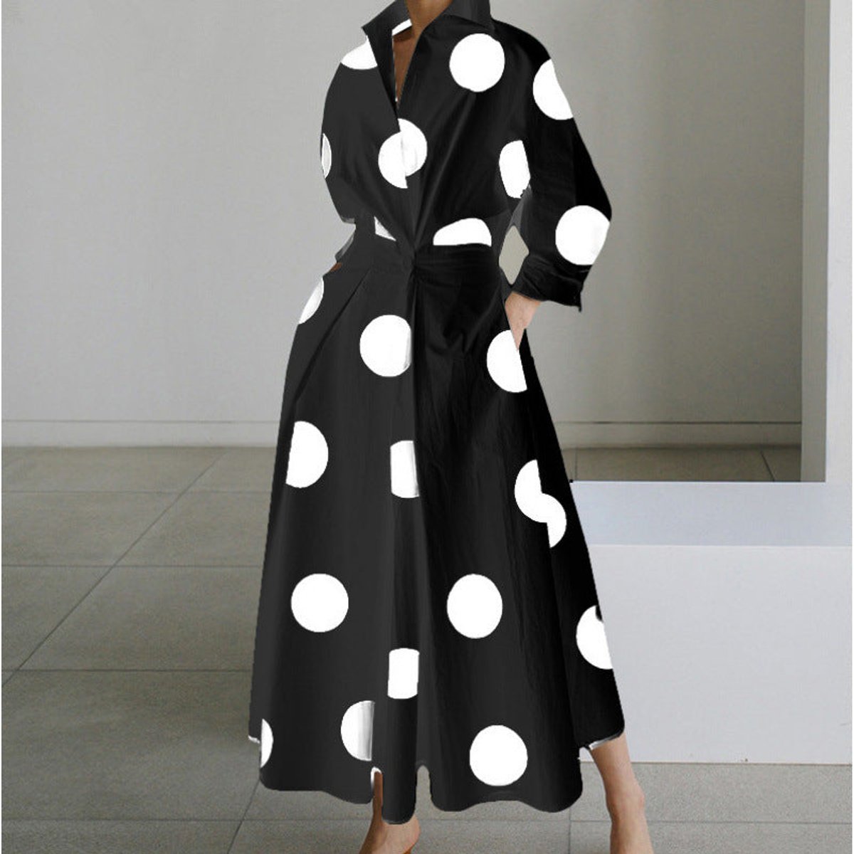 Women's Collared Wrap Maxi Dress