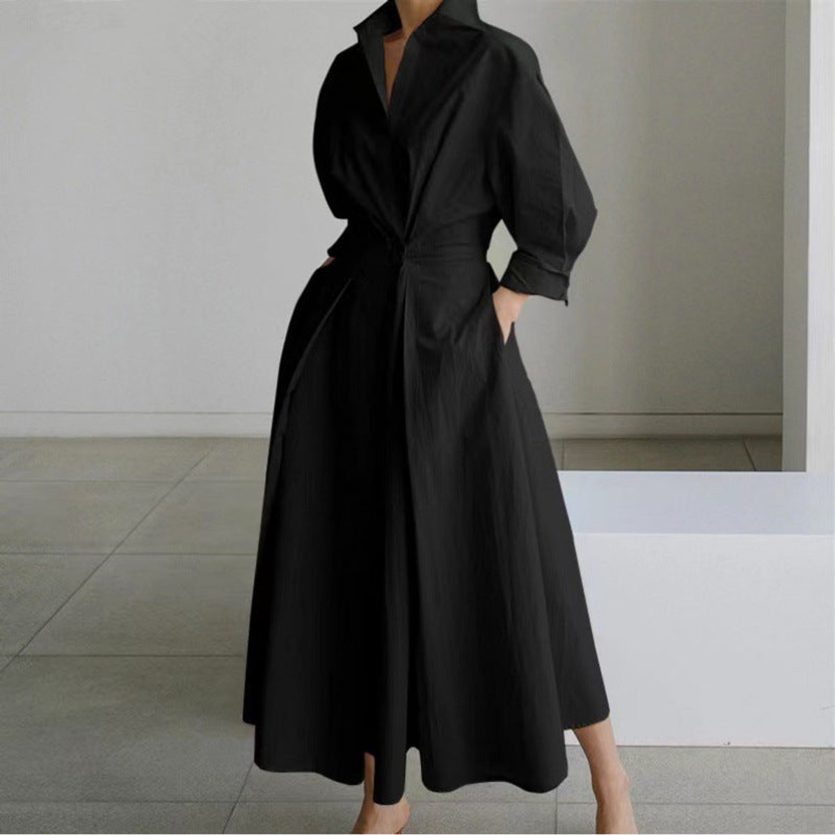 Women's Collared Wrap Maxi Dress