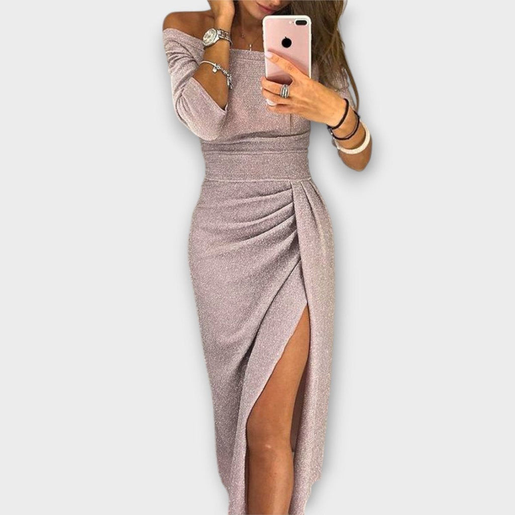 Women's Off-Shoulder Ruched Cocktail Dress