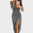 Women's Off-Shoulder Ruched Cocktail Dress