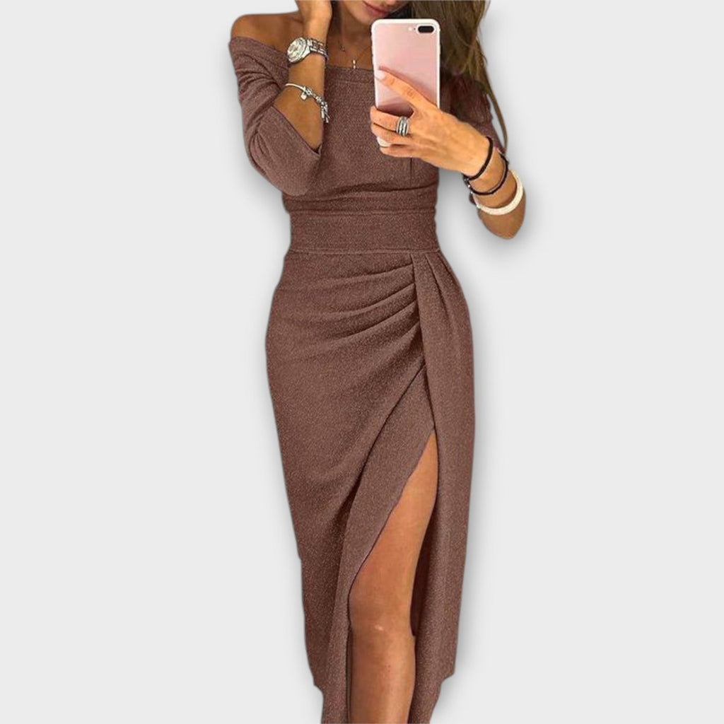 Women's Off-Shoulder Ruched Cocktail Dress