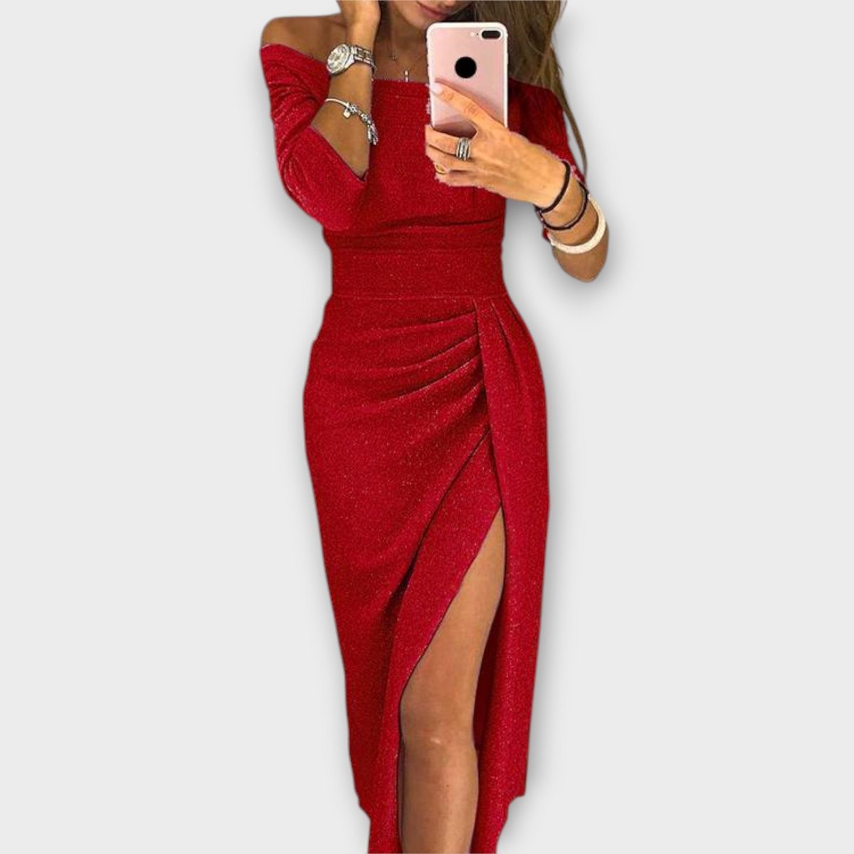 Women's Off-Shoulder Ruched Cocktail Dress