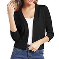 Women's Cropped Three-Quarter Sleeve Cardigan