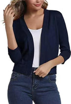 Women's Cropped Three-Quarter Sleeve Cardigan