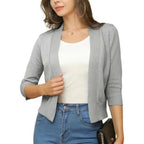 Women's Cropped Three-Quarter Sleeve Cardigan