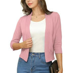 Women's Cropped Three-Quarter Sleeve Cardigan