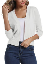 Women's Cropped Three-Quarter Sleeve Cardigan