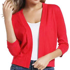 Women's Cropped Three-Quarter Sleeve Cardigan