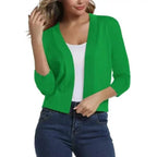 Women's Cropped Three-Quarter Sleeve Cardigan