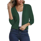 Women's Cropped Three-Quarter Sleeve Cardigan